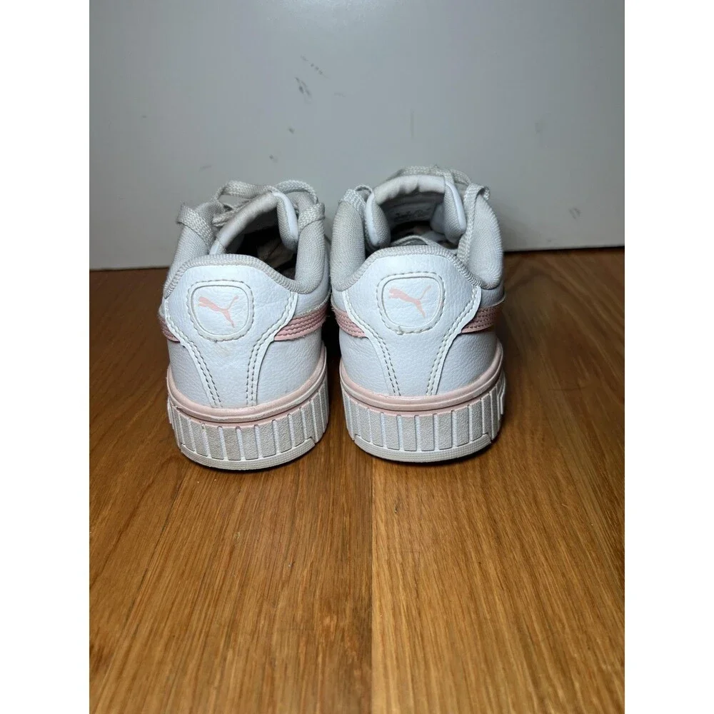 PUMA Carina Shoes Youth Size 4 White Pink Low Top Casual SoftFoam 386185-09